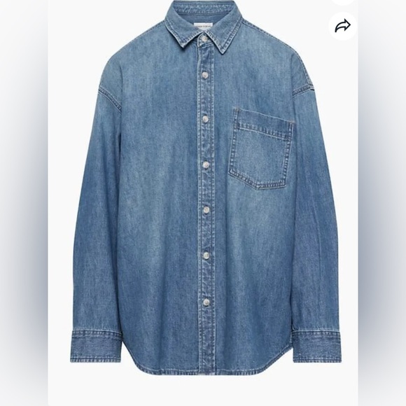 Aritzia Denim Forum Oversized 80’s denim Button Down Shirt Denim Button-Up Shirt - Picture 2 of 4